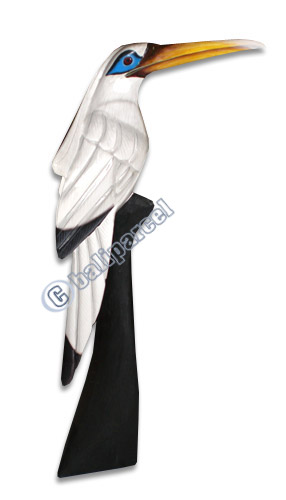Bird With Handpainted, Hand Carved From Albesia Wood.