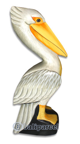 Pelican Bird With Handpainted, Hand Carved From Albesia Wood.