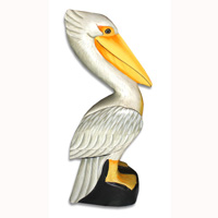 Pelican Bird With Handpainted, Hand Carved From Albesia Wood.