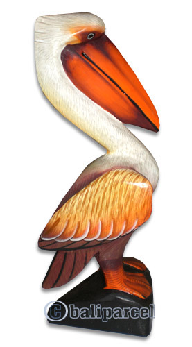 Pelican Bird With Handpainted, Hand Carved From Albesia Wood.