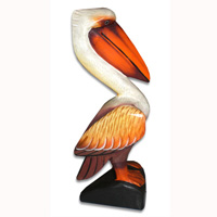 Pelican Bird With Handpainted, Hand Carved From Albesia Wood.