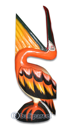 Pelican Bird With Handpainted, Hand Carved From Albesia Wood.