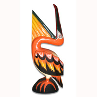 Pelican Bird With Handpainted, Hand Carved From Albesia Wood.