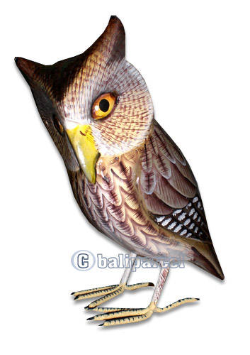 Owl, Handcarved From Albesia Wood.