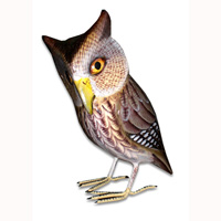 Owl, Handcarved From Albesia Wood.