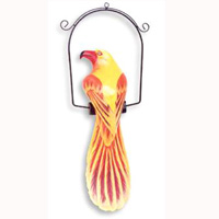 Bird With Handpainted, Hand Carved From Albesia Wood.