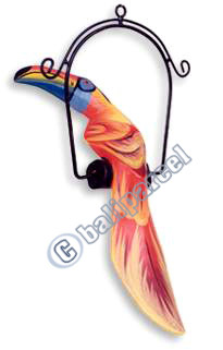 Toucan Bird With Handpainted, Hand Carved From Albesia Wood.