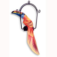 Toucan Bird With Handpainted, Hand Carved From Albesia Wood.