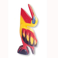 Pelican Bird With Handpainted, Hand Carved From Albesia Wood.