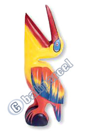 Pelican Bird With Handpainted, Hand Carved From Albesia Wood.