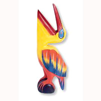 Pelican Bird With Handpainted, Hand Carved From Albesia Wood.