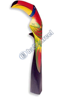 Toucan Bird With Handpainted, Hand Carved From Albesia Wood.
