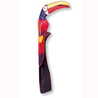 Toucan Bird With Handpainted, Hand Carved From Albesia Wood.