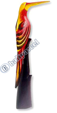 Bird With Handpainted, Hand Carved From Albesia Wood.