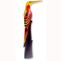 Bird With Handpainted, Hand Carved From Albesia Wood.