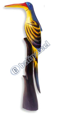 Bird With Handpainted, Hand Carved From Albesia Wood.
