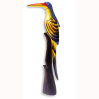 Bird With Handpainted, Hand Carved From Albesia Wood.