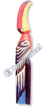 Bird With Handpainted, Hand Carved From Albesia Wood.