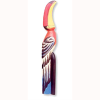 Bird With Handpainted, Hand Carved From Albesia Wood.