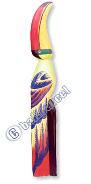 Toucan Bird With Handpainted, Hand Carved From Albesia Wood.