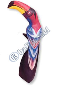 Toucan Bird With Handpainted, Hand Carved From Albesia Wood.
