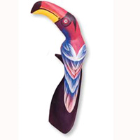 Toucan Bird With Handpainted, Hand Carved From Albesia Wood.