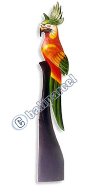 Cockatoo Bird With Handpainted, Hand Carved From Albesia Wood.