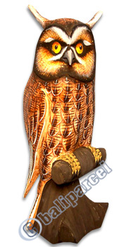 Owl, Handcarved From Albesia Wood.