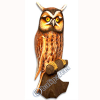 Owl, Handcarved From Albesia Wood.