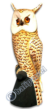 Owl, Handcarved From Albesia Wood.