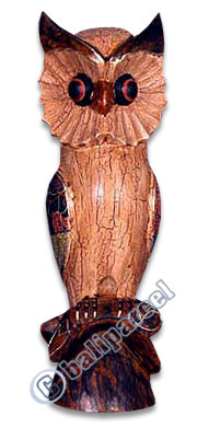 Owl, Handcarved From Albesia Wood.