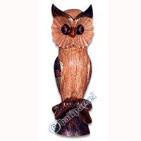 Owl, Handcarved From Albesia Wood.