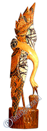 Bird With Batik Design, Hand Carved From Albesia Wood.