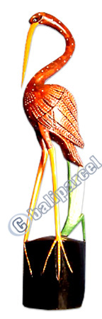 Bird With Handpainted, Hand Carved From Albesia Wood.