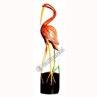 Bird With Handpainted, Hand Carved From Albesia Wood.