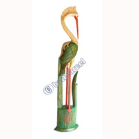 Bird With Handpainted, Hand Carved From Albesia Wood.