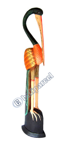 Bird With Handpainted, Hand Carved From Albesia Wood.