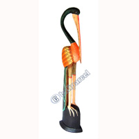 Bird With Handpainted, Hand Carved From Albesia Wood.
