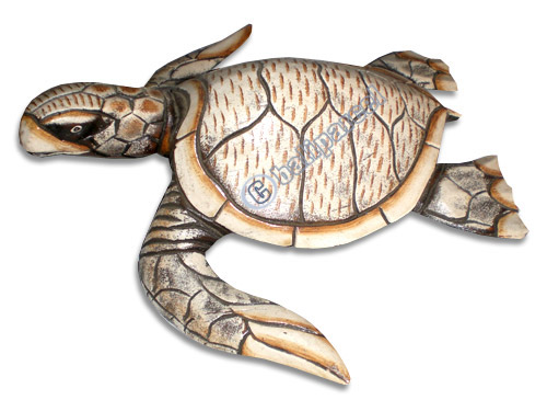 Turtle With Handpainted, Hand Carved From Albesia Wood