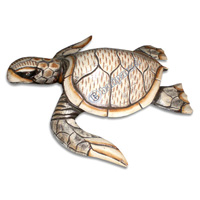 Turtle With Handpainted, Hand Carved From Albesia Wood