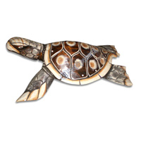 Turtle With Handpainted, Hand Carved From Albesia Wood