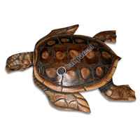 Turtle With Handpainted, Hand Carved From Albesia Wood