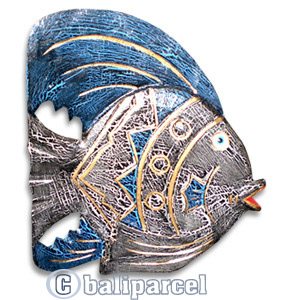 Tropical Fish Set Of 3 With Painted, Handcarved From Albesia Wood 