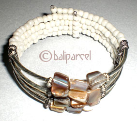 Bracelet, Shell And Glass Beads