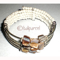 Bracelet, Shell And Glass Beads