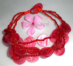 Bracelet, Shell And Glass Bead