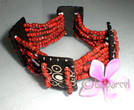 Bracelet With  Coconut And Glass Bead