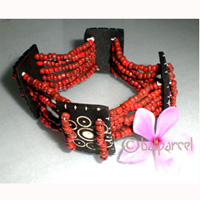 Bracelet With  Coconut And Glass Bead