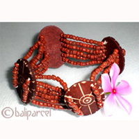 Bracelet With  Coconut And Glass Bead