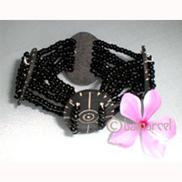 Bracelet With  Coconut And Glass Bead